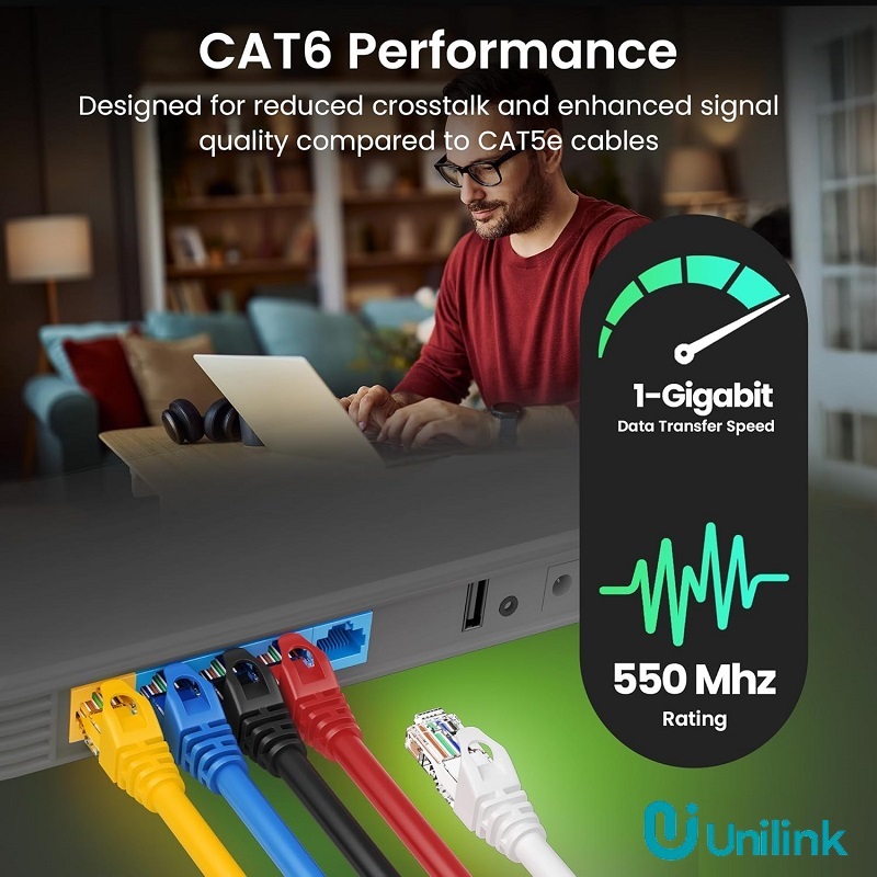 C&aacute;p mạng đ&uacute;c sẵn Cat6 d&agrave;i 20cm ch&iacute;nh h&atilde;ng UNILINK (Blue) cao cấp UNI-30001